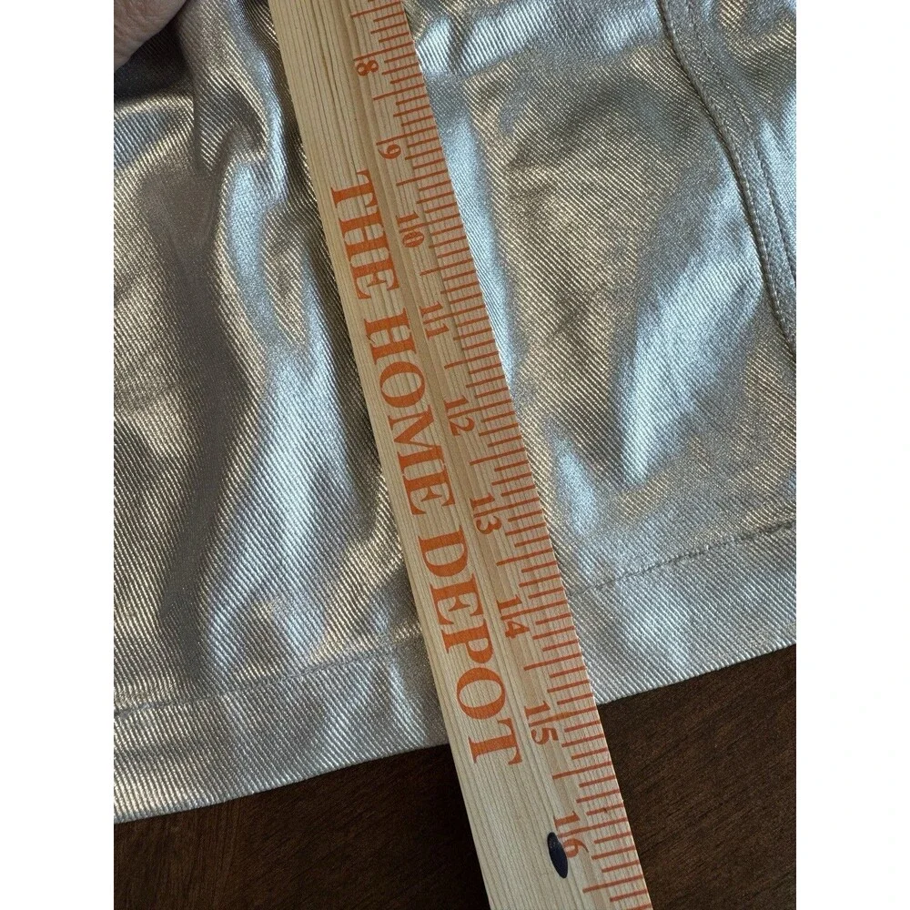 Forever 21 Metallic Denim Mini Skirt Silver Y2K Denim Skirt